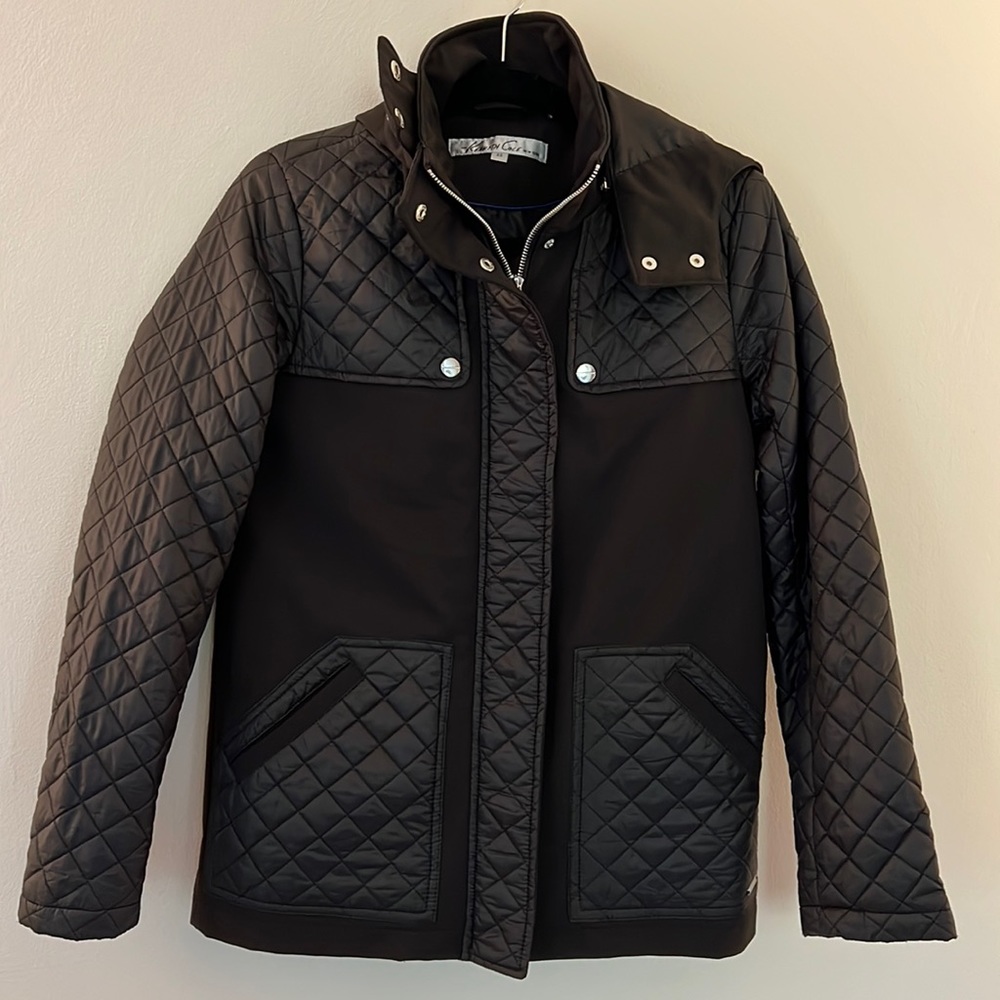 Kenneth Cole New York Black Quilted Mixed-Media Jacket